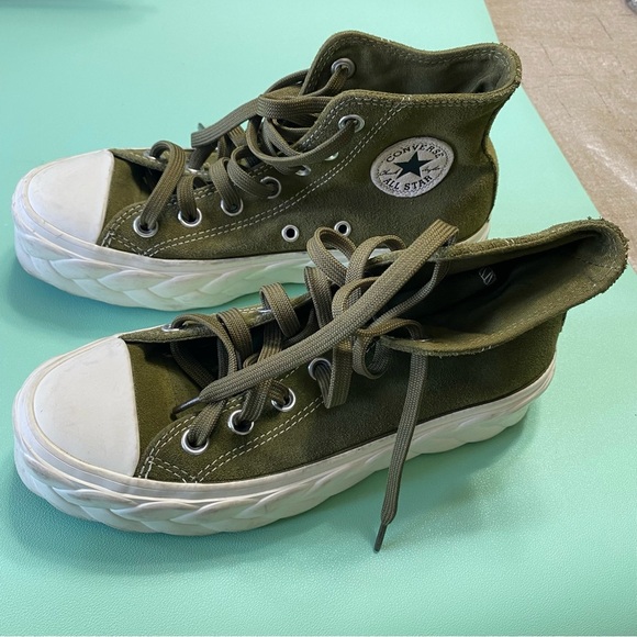 Converse Chuck Taylor All Star Lift Platform Moss Green Sneakers Size 5.5 - Picture 3 of 14